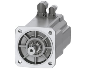 Siemens SIMOTICS S-1FK2 HI servomotor med 6 Nm moment, 1,15 kW effekt og IP65 beskyttelse, vist med aksel og tilslutningsstik.