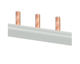 Siemens 1-faset stiftskinne med 10 mm² tværsnit og 13 kobberben med grå isolering.