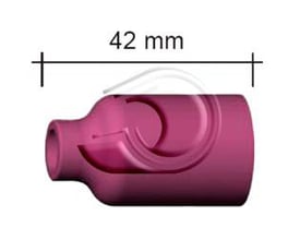 Abicor Binzel keramisk gaskop nr. 7 med angivet længde på 42 mm og 11mm diameter til TIG svejsning.