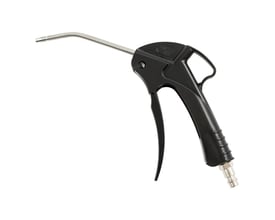 Tjep blæsepistol med sort plasthåndtag og et bøjet 6 mm metalrør, vist på hvid baggrund.