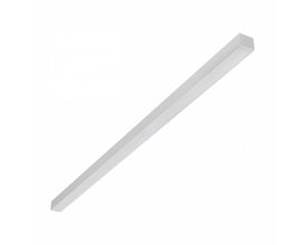 SpectrumLED kontorlampe på 120 cm med lang, slank, hvid armaturkrop og lysflade langs undersiden.