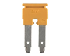 Weidmüller ZQV 35/2 laskeklemme, 2-polet, gul, med 10mm² angivelse og fjederterminal, isoleret PA-materiale.