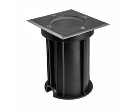 SpectrumLED Lukka Connect er et firkantet nedgravningsspot med mørk cylinder, metalramme og rund lysåbning.