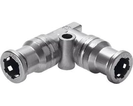 Festo vinkel-stikforbindelse CRQSL-10 i metal, med nominelt mål på 6,1 mm og push/pull princip.