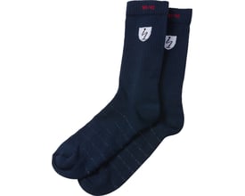 Kansas Flamestat strømpe 100580 i mørk marine, størrelse M, med hvidt emblem og rød tekst 40-42.