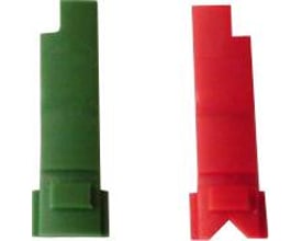 Eaton kodestifter, en i grøn og en i rød, M22-XC-R, fremstillet af plast, der passer til drejebetjeninger.
