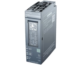Siemens SIMATIC ET 200SP TM Pulse modul med 2x24V pulsbreddemodulation og puls output på hvid baggrund.