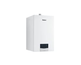 Nærbillede af kontrolpanelet på et Vaillant ecoTEC plus VCI gasfyr, med tydelige knapper og display.