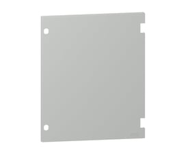 Schneider Electric NSYPLM54 låge i grå polyester (RAL 7035) med målene 530 x 430 mm og monteringshuller.