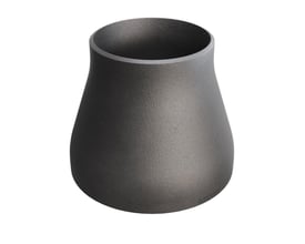 Koncentrisk reduktion i P235GH stål med dimensionerne 168,3/4,5x114,3/3,6 mm, isoleret på hvid baggrund.