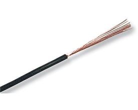 Monteringsledning H07V2-K 1x2,5mm² mørkeblå med blottet kobberleder i enden, på hvid baggrund.