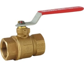 SAV Vir 380 kugleventil i rødgods med 1 1/2" muffe/muffe gevind og rødt L-greb. Ventilen er VA-godkendt.