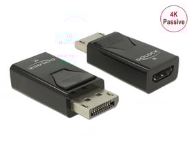 Sort DeLock DisplayPort 1.2 han til HDMI hun adapter, understøtter 4K passiv opløsning op til 30 Hz.