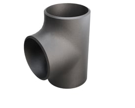 Grå P235GH tee fitting med dimensionerne 139,7 x 6,3 mm, der overholder DIN 2615 og EN 10253-2 standarder.