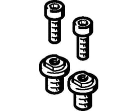Festo Forbindelsesmuffe ZBV-M4-7, illustration af fire stålskruer med sekskantshoved og gevind på hvid baggrund.