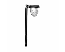 SpectrumLED Solara Brilo sort solcelle-LED-lampe med gennemsigtig skærm, solpanel og langt jordspyd.