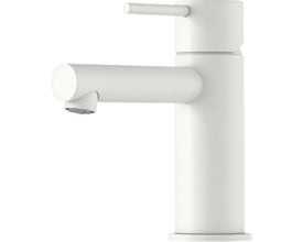 Mora Inxx II Sharp Small håndvaskarmatur i mat hvid med et elegant og minimalistisk design, perfekt til mindre håndvaske.