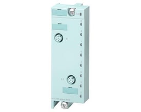 Siemens ET 200PRO tilslutningsmodul med 2 XM12 8-PIN stik og markeringer 0-7.