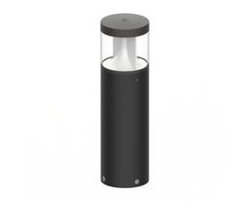 Ledvance Urban Bollard Cone DALI bedlampe i grå med cylindrisk stander og gennemsigtig lysdel øverst.