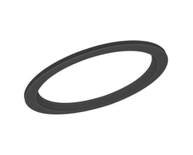 Sort Ledvance Downlight Comfort-udvidelsesring på 190 mm ses skråt ovenfra med sin brede, ovale ringform.