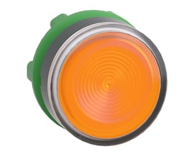 Schneider Electric lampetrykhoved ZB5 LED i orange med plan, riflet linse og 22 mm diameter i plast.