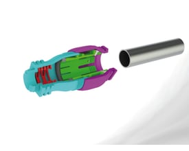 Isiflo Flexi Adapter 136 i kompositmateriale med farvede dele, klar til at samles med et 25mm rør.