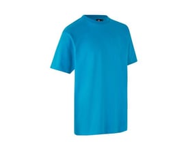 Turkis ID Identity T-TIME® børne T-shirt med rund hals og korte ærmer, vist på hvid baggrund.