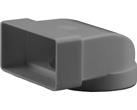 Fresh plastsystem rektangulær 90° bøjning til Ø100 mm kanaler, fremstillet i grå plast med målene 204x60 mm.