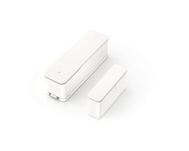 To dele af Bosch dør- og vinduessensor II plus, vist med en lille indikatorlampe på den ene del.