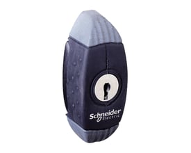 Schneider Electric nøglegreb til S3D serien, model 2433A, med mørkeblå og grå detaljer samt et nøglehul.
