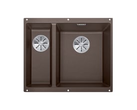 Blanco Subline340/160-U køkkenvask med to kummer i kaffe-farvet Silgranit, klar til underlimning.