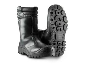 Sika Footwear vinterstøvle 5806 New Malawi S3 SRC i sort læder, med bred pasform og kraftig ydersål.