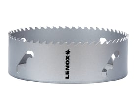 Lenox hulsav på 152 mm med karbidtænder, set skråt forfra med tandkrans og udstansede åbninger.