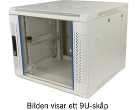 Toten System Z 19” vægskab i hvid med glasdør og synlige 6U monteringsskinner, vist med døren lukket.