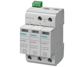 Siemens overspændingsafleder type 2, model 5SD7 473-1CC, 3-polet med grønne terminaler til fjernsignalkontakt og mærkninger for UC 260 V a.c.