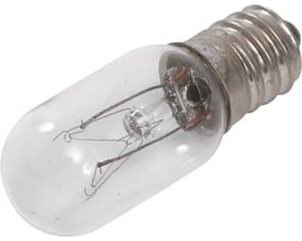 Kerger glødelampe, rørlampe med E14 sokkel, 5W og 24V. Lampen har synligt glødetråd og en klar glasydre.