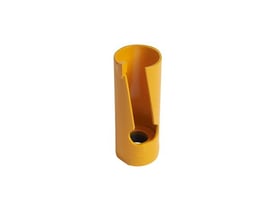 Ironside HM-hulsav på 29 mm i gul, cylindrisk form med åbning i siden og synligt gevind i bunden.