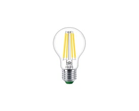 Philips Master Ultra Efficient Standard LED-lyskilde med klar glas og E27 sokkel, 5.2W effekt og 4000K lys.