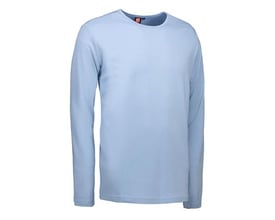 ID Identity langærmet T-shirt i lys blå, størrelse XL, med rund hals og smal ribkant, fremstillet i blød antipilling interlock kvalitet.