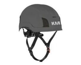 Kask Zenith X Max sikkerhedshjelm i antracit, til hovedstørrelser 60-66 cm, set skråt forfra med hagerem.