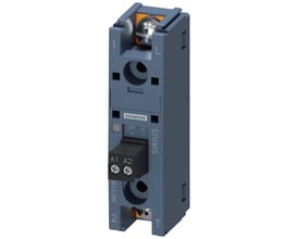 Siemens halvlederrelæ til 1-fase, 80 A, med 24 V DC-styring og 48-460 V AC, set skråt forfra.