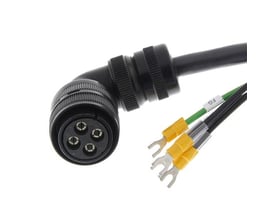 Omron G5-serie servomotorkabel med 90-graders vinkelstik, 15 meter langt, uden bremse til 3-5 kW motorer.