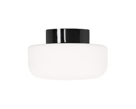 Ifö Electric Solenne loft- og væglampe, 250mm, sort, med matteret opal glas skærm på hvid baggrund.