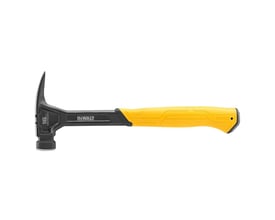 DeWalt stålhammer på 16 oz set fra den modsatte side med det gule håndtag og mærkningen på hovedet.