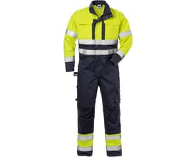 Kansas HiVis kedeldragt i gul og navy blå, str. L, med reflekser og mange lommer.
