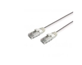 Hvidt Coferro CAT6 U/UTP-patchkabel på 15 meter med to RJ45-stik, vist med stikenderne samlet.