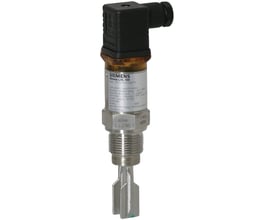 Siemens SITRANS LVL 100 vibrationsgaffel niveaukontakt med 1" gevind og IP65-klassificeret stik.
