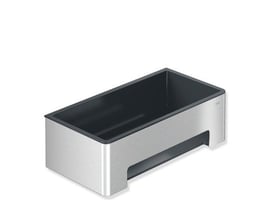 HEWI-holder til brusehjørnekurv i System 900, 170 x 170 x 67 mm, med antracitgrå indsats og sølvfarvet yderside.