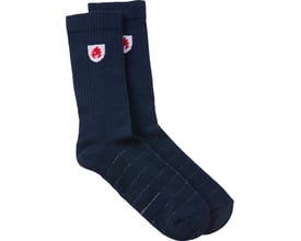 Kansas Flamestat strømpe i mørk marine, størrelse XL, med hvidt skjoldlogo med rød flamme på skaftet.