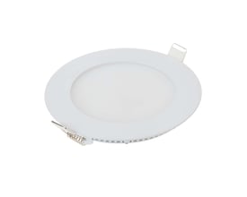 V-TAC LED panel 6W rund i hvidt aluminium med synlige monteringsclips på en hvid baggrund.